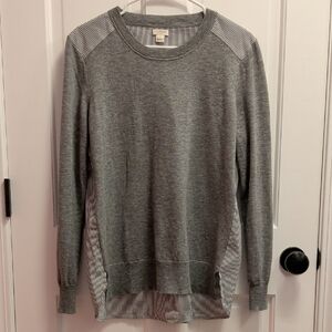 J. Crew Gray and Striped Crewneck Sweater